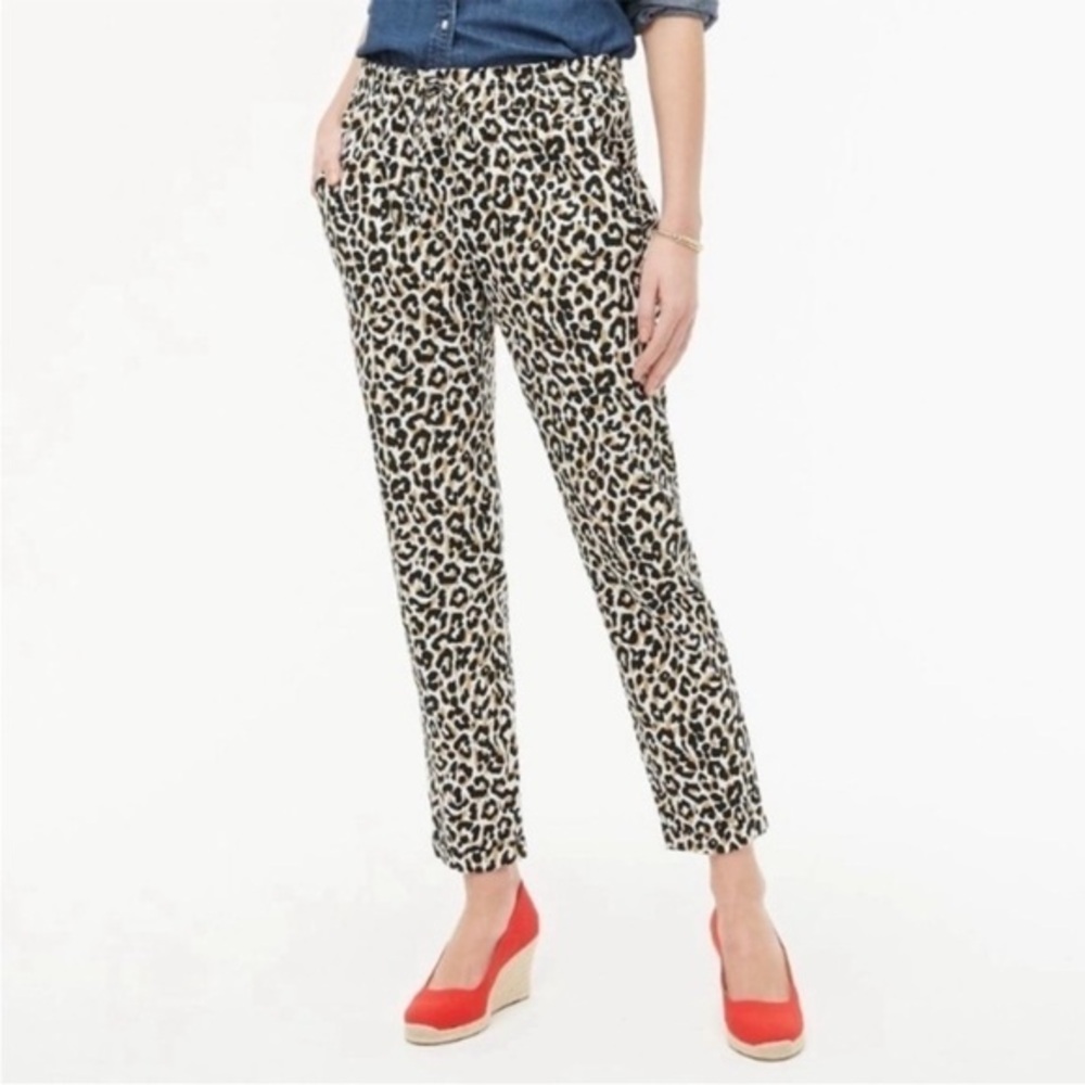 J. Crew Factory Linen Blend Leopard Pants - 6